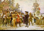 Jean Leon Gerome Ferris The Landing of William Penn Sweden oil painting artist
